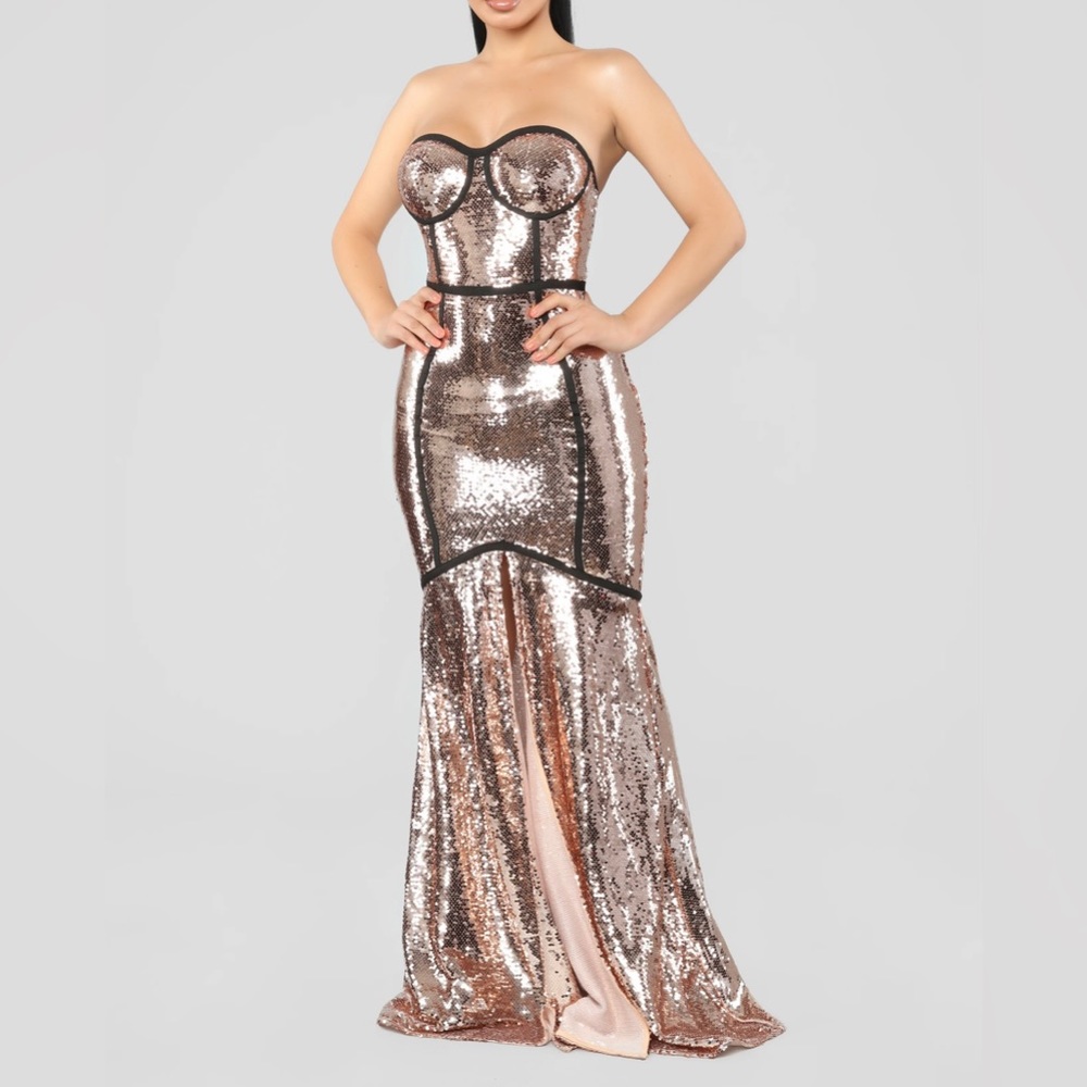 Sequin Maxi Dress - Rose Gold